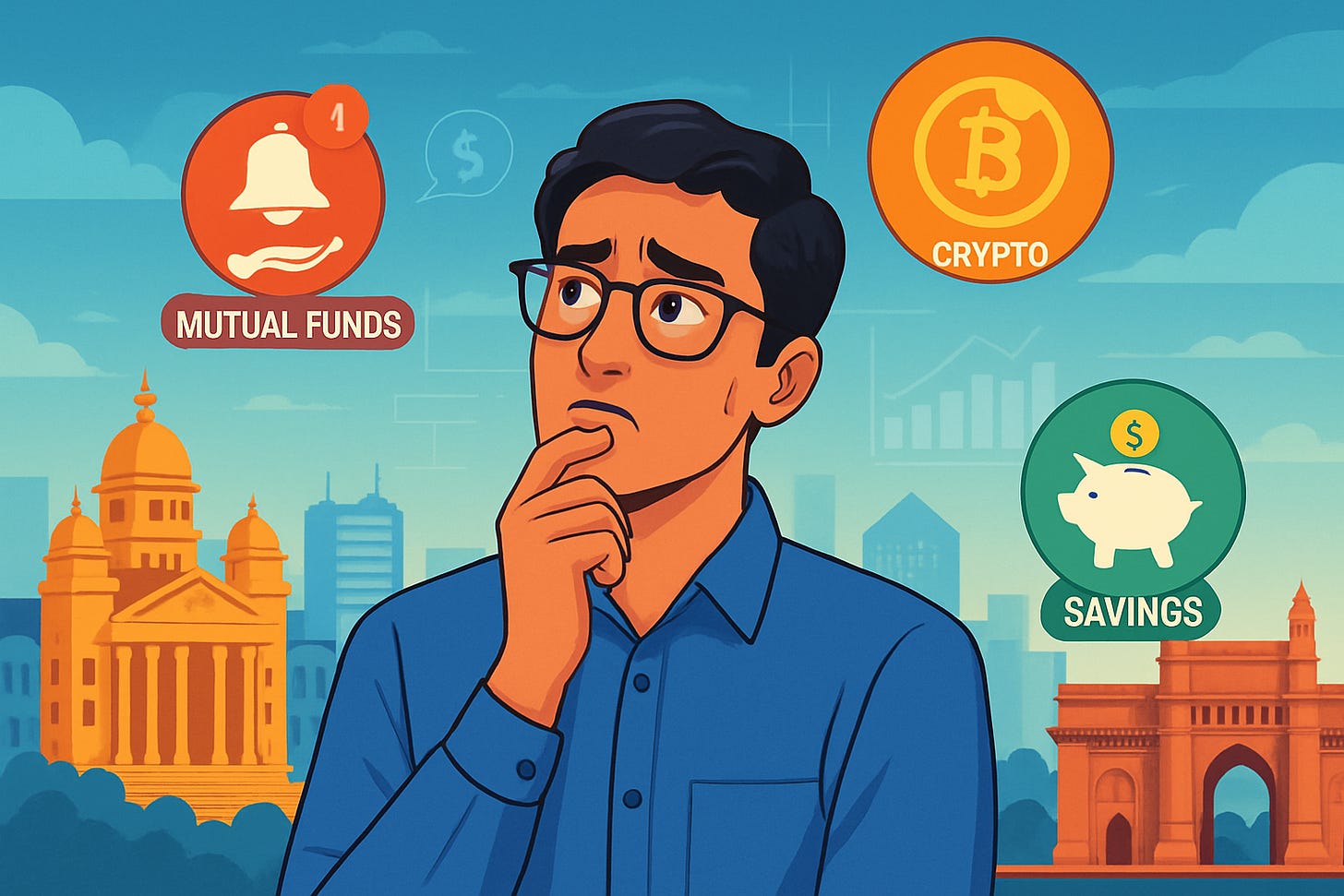 Young Indian professional overwhelmed by financial choices and social pressures