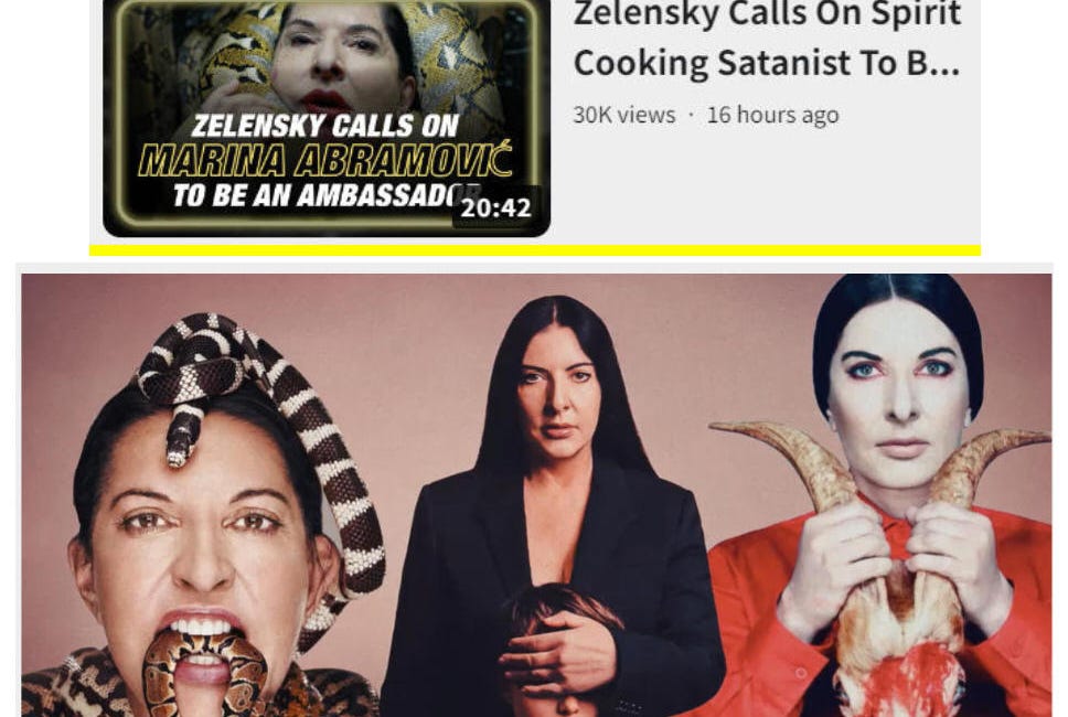 SATANIC MARINA ABRAMOVICH SPIRIT COOKING AMBASSADOR TO UKRAINE!
