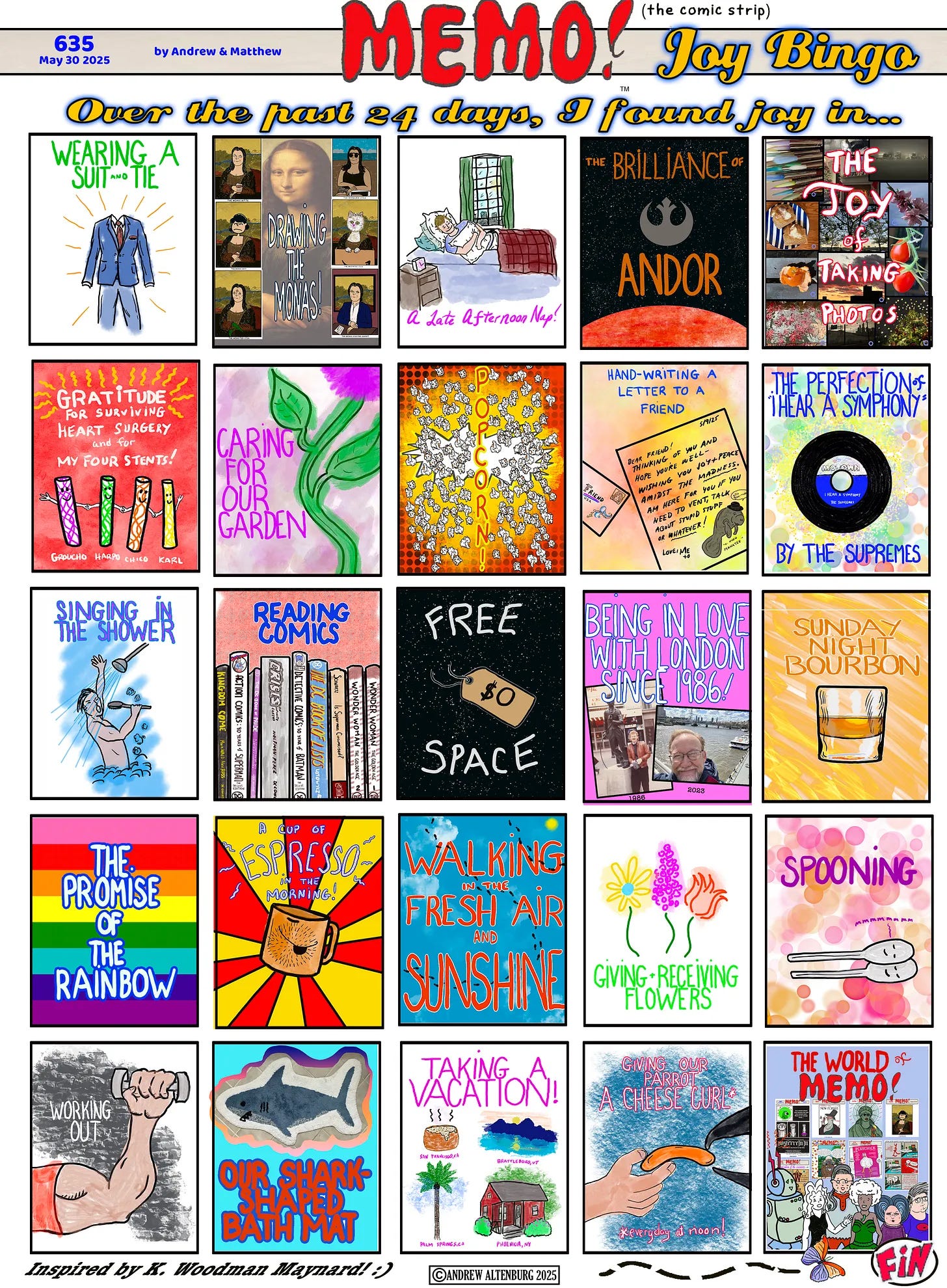  Joy Bingo Card by Andrew Altenburg, author of “Andrew's Totally Awesome Substack” on Substack.