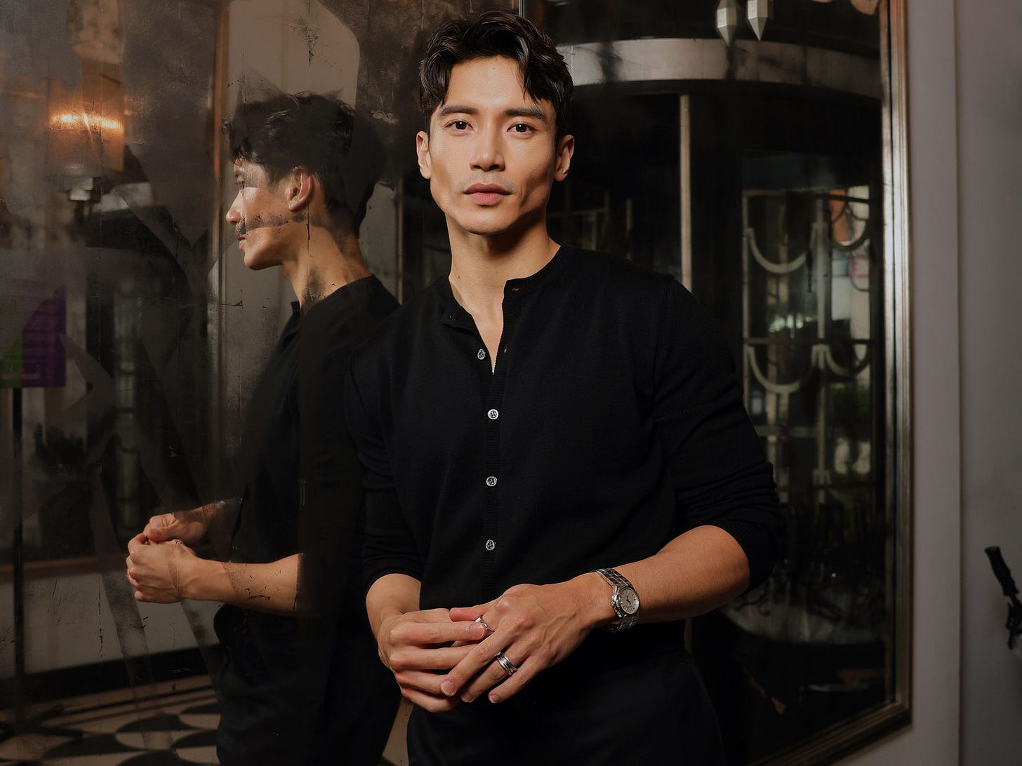 Image may contain Manny Jacinto Wristwatch Accessories Jewelry Ring Adult Person Face Happy Head and Smile