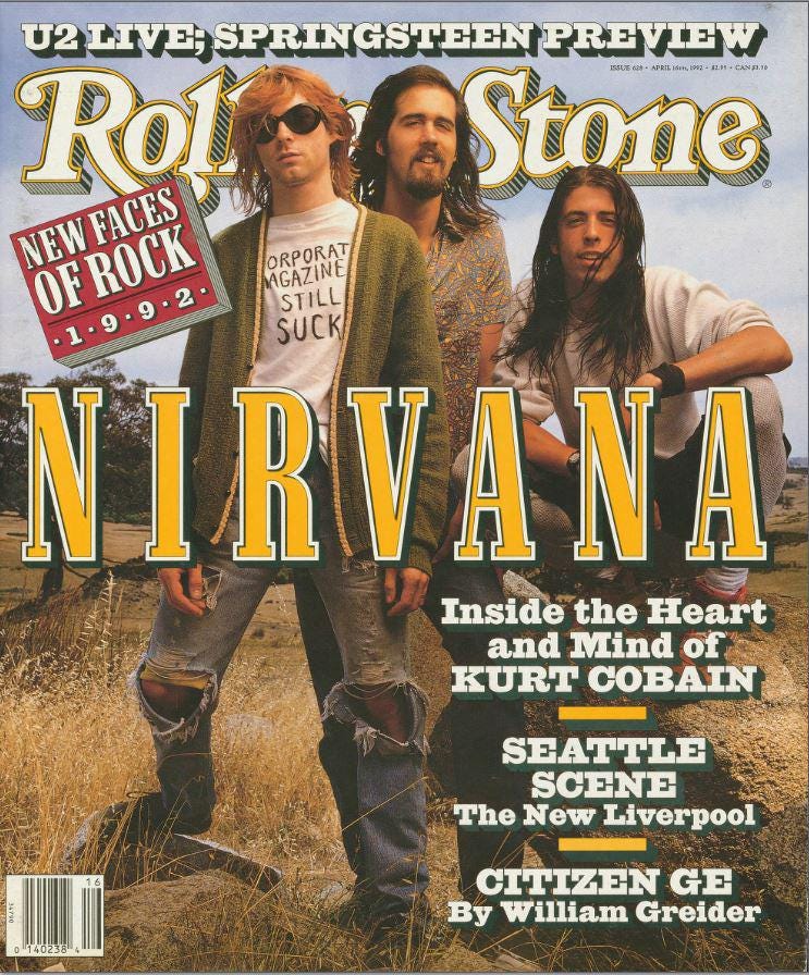 Nirvana on the cover of Rolling Stone April 16th, 1992. 32 years ago today.  : r/Nirvana