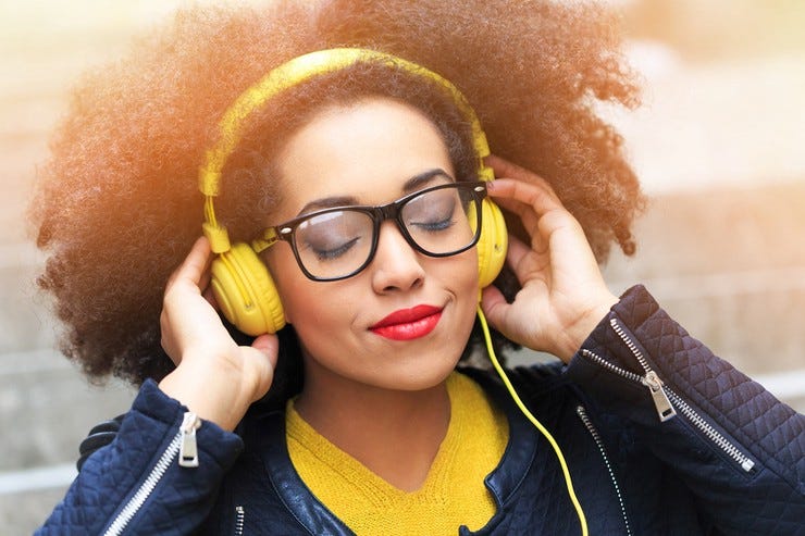 Listening to headphones