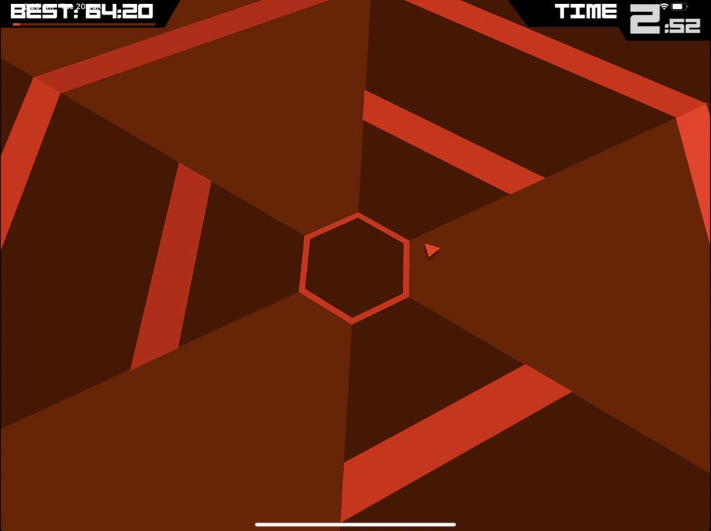 Pointer on red screen with incoming shapes