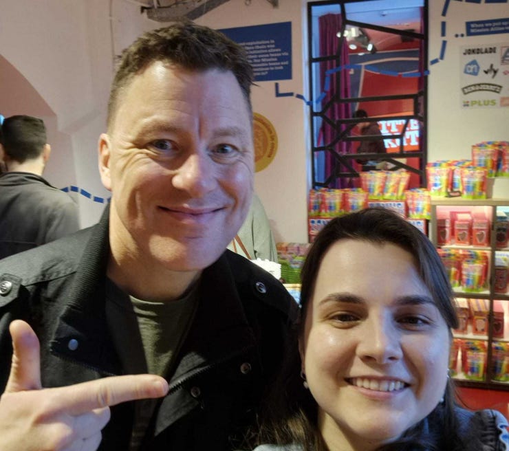 Olha and me in Tony's Chocolonely Amsterdam