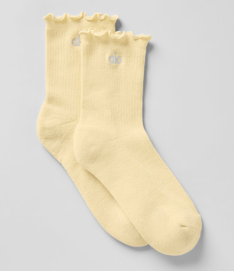Women's Lettuce Edge Sock - Warm Butter--0