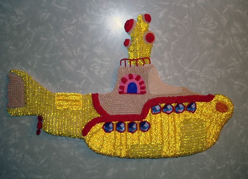 Beaded Beatles Yellow Submarine Pop art bead embroidery propeller Boston beadwork beading Blue Meanies Beaded Beatles Yellow Submarine Pop art bead embroidery propeller Boston beadwork beading Blue Meanies