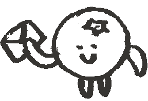 handdrawn illustration of a blueberry character holding up a closed envelope