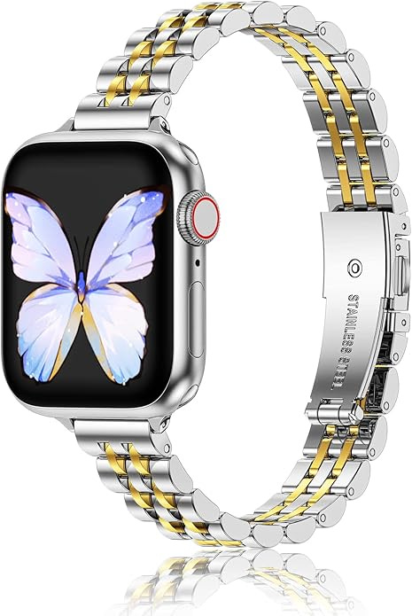 MioHHR Slim Metal Bands Compatible with Apple Watch Band Ultra 2/1 Series 10 9 8 7 SE 6 5 4 3 2 1, Thin Stainless Steel Chain Strap for Women iWatch Band 49mm 46mm 45mm 44mm 42mm 41mm 40mm 38mm