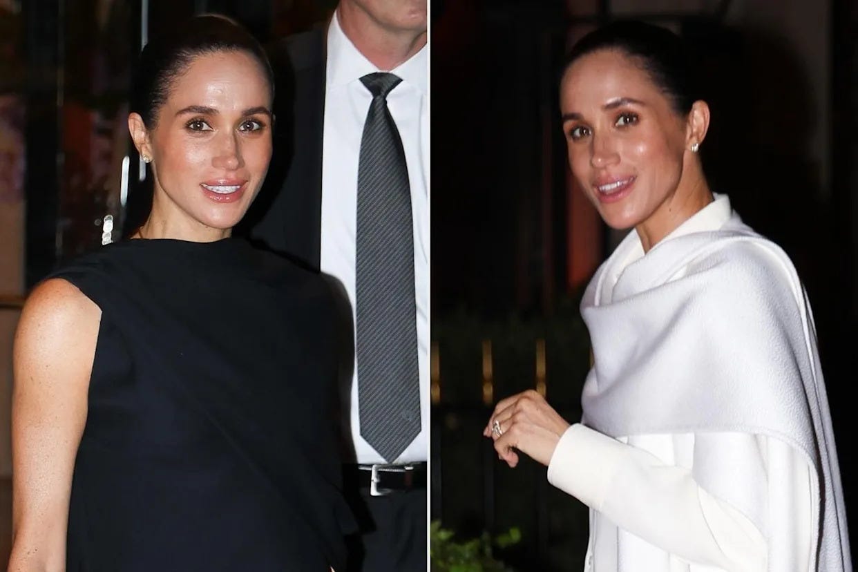 Meghan Markle Swaps All-White Attire for a Darker, Edgier Look During  Follow-Up Paris Fashion Week Appearance