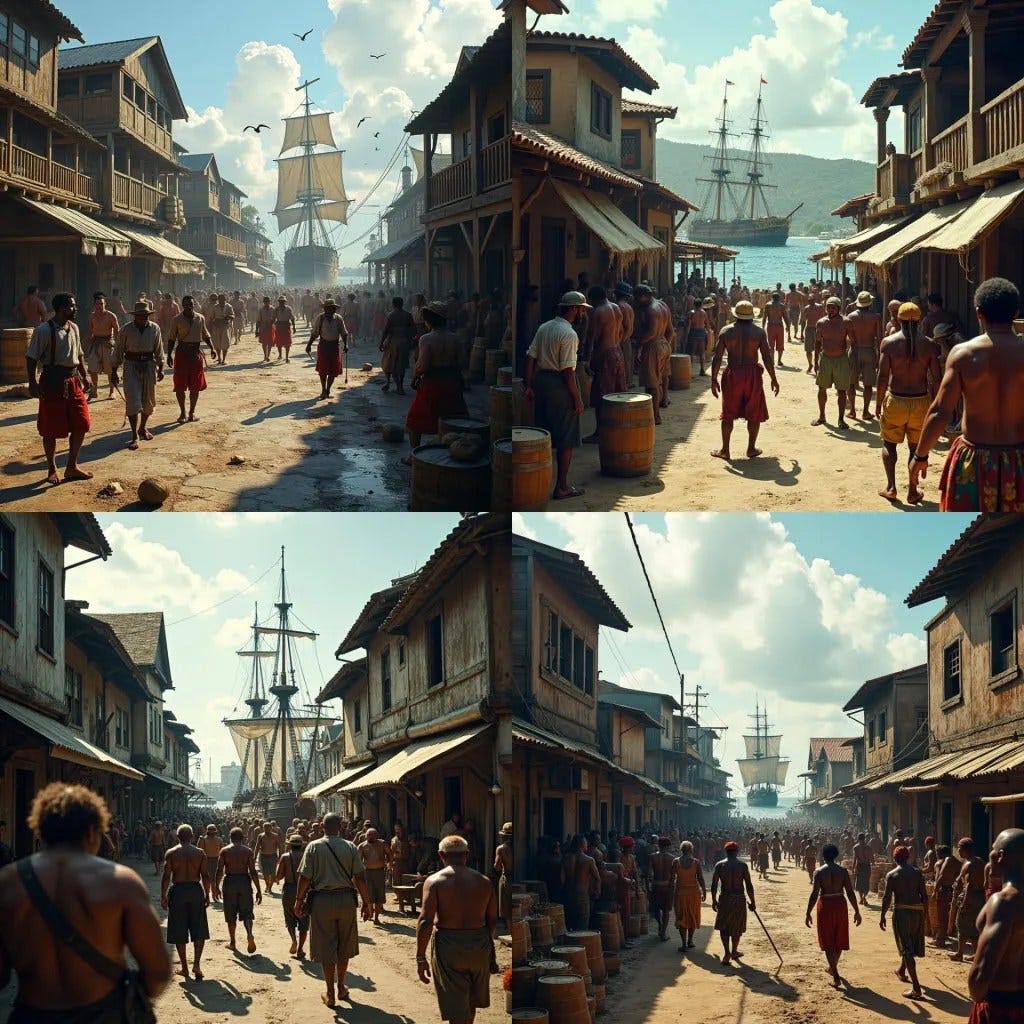 In the heart of 17th century Port Royal, Jamaica, a vibrant and tumultuous scene unfolds.