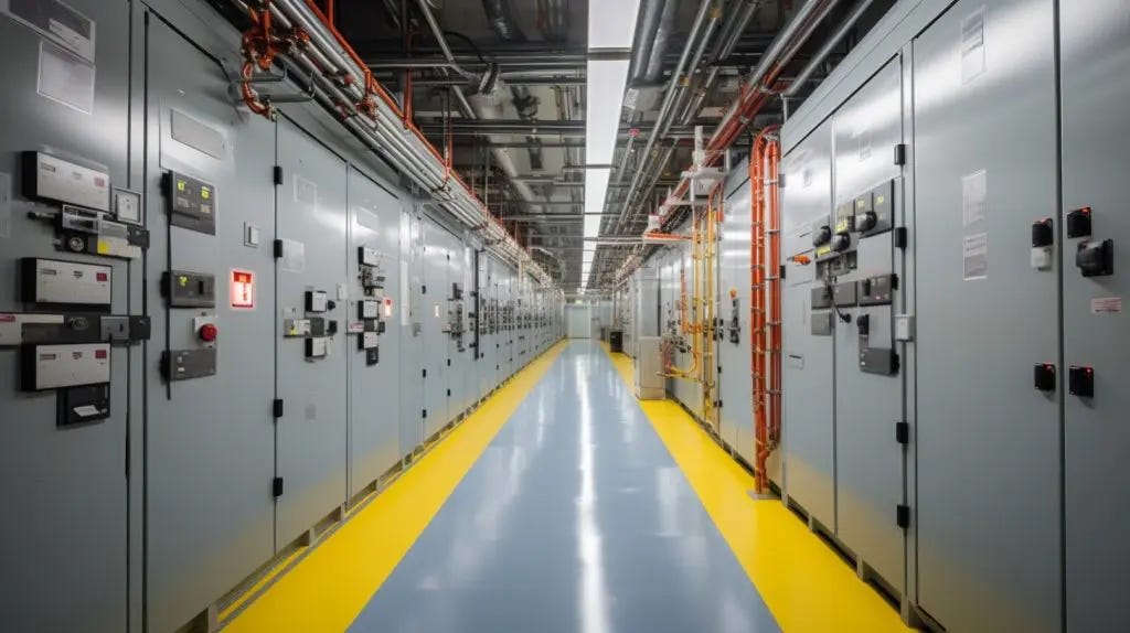 Gray Space and Switchgear Room Housing Electrical Panels