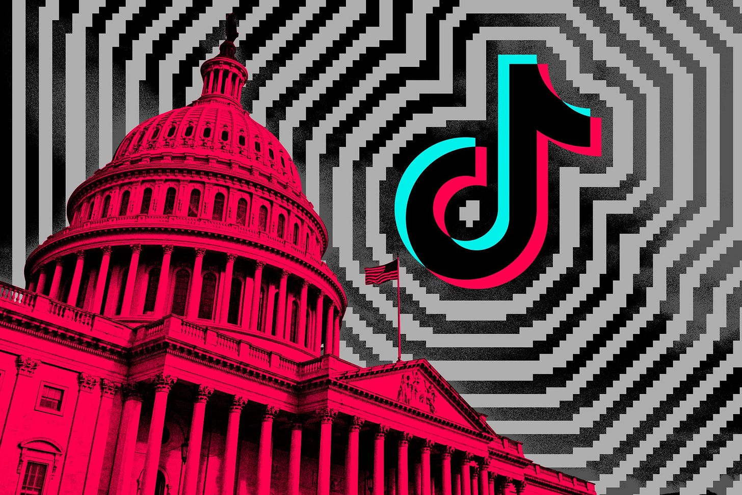 Photo illustration of the Capitol building next to the Tik Tok logo.