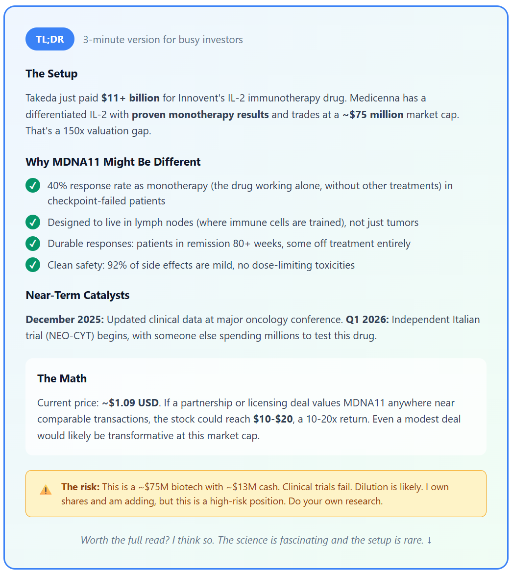 Major Catalyst and the 150x Valuation Gap in IL-2 Immunotherapy