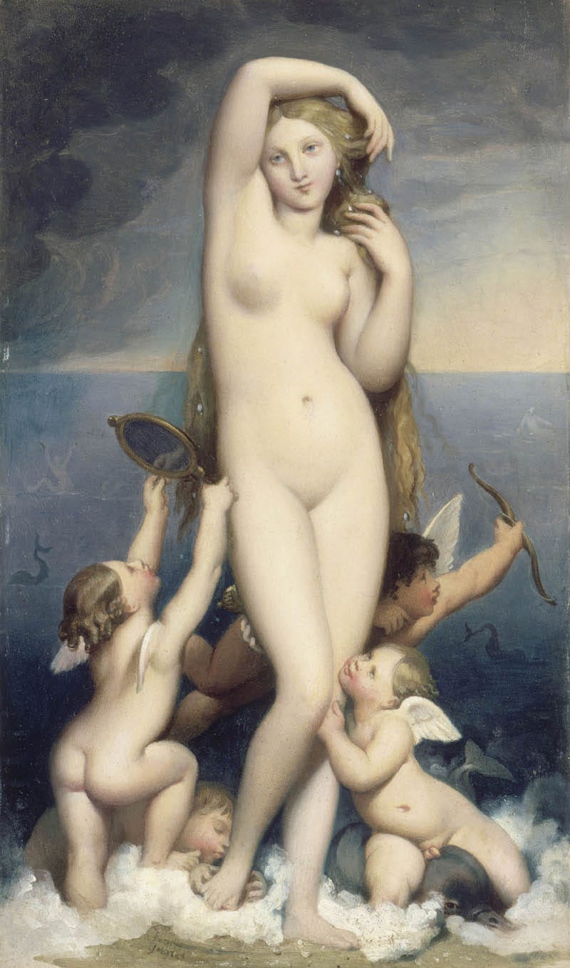 Venus rising from the sea wringing her hair, Ingres Venus rising from the sea wringing her hair, Ingres