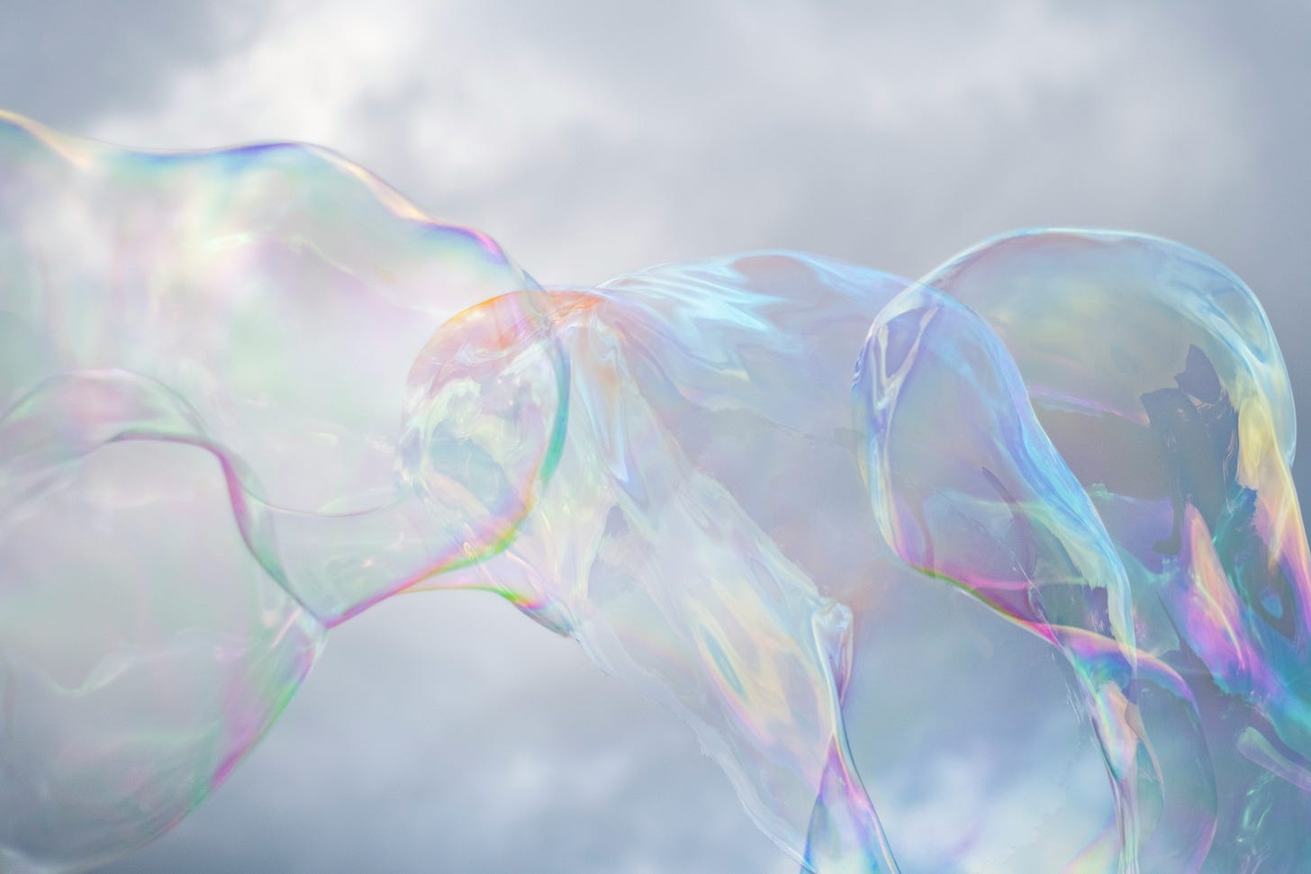 Large rainbow bubbles in the sky