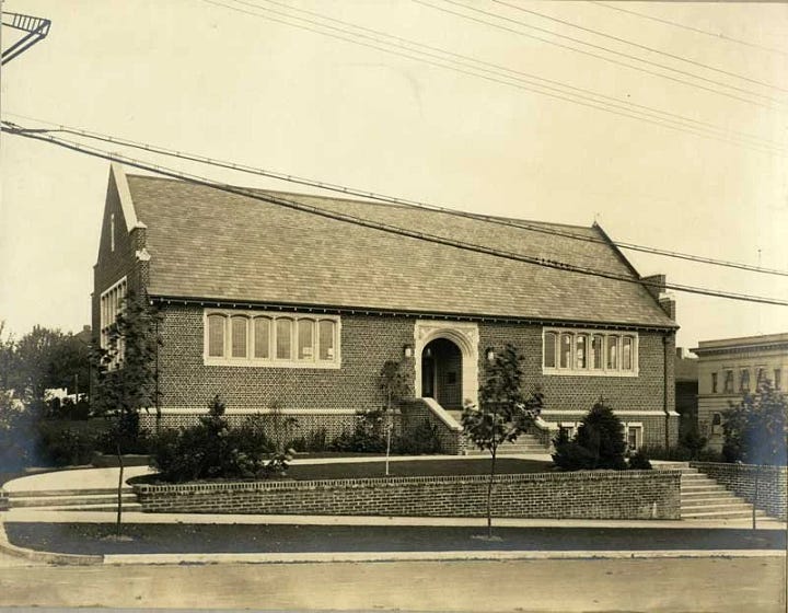 1914 Carnegie-funded brick library and five stained-glass windows