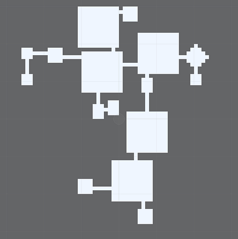 Pictures of a dungeon constructed room-by-room, by a cellular automata, and by binary space partitioning.