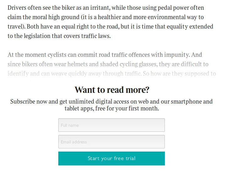 Paywall preventing the content to be read.