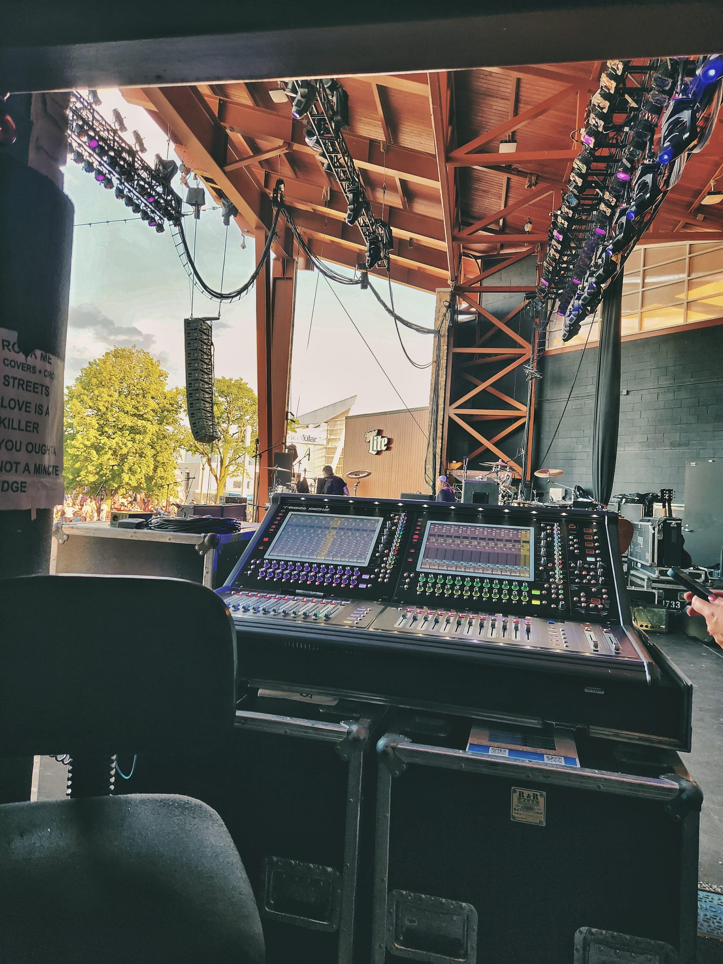 Backstage at the Uline Warehouse Summerfest stage