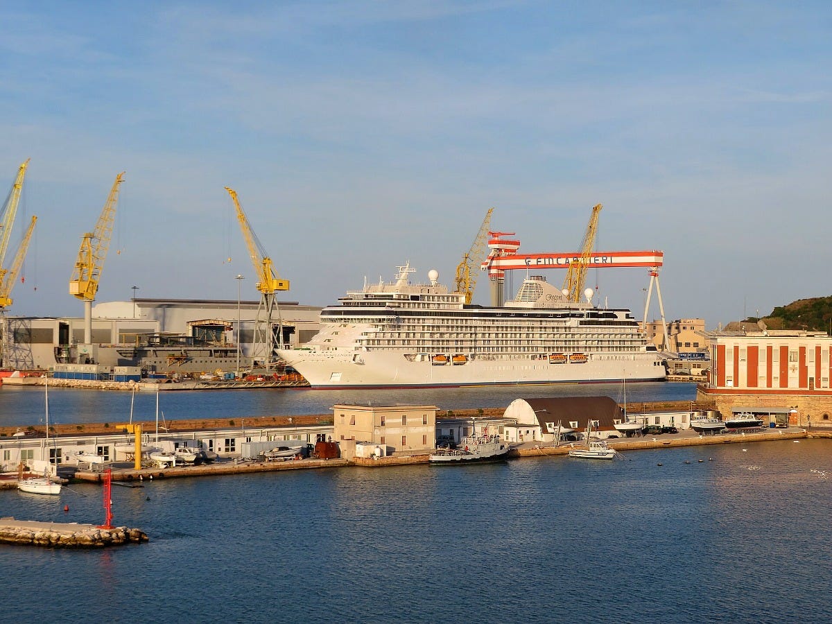 Regent ship Seven Seas Splendor at a Fincantieri shipyard in 2019. Image: Xocolatl via Wikimedia Commons Regent ship Seven Seas Splendor at a Fincantieri shipyard in 2019. Image: Xocolatl via Wikimedia Commons