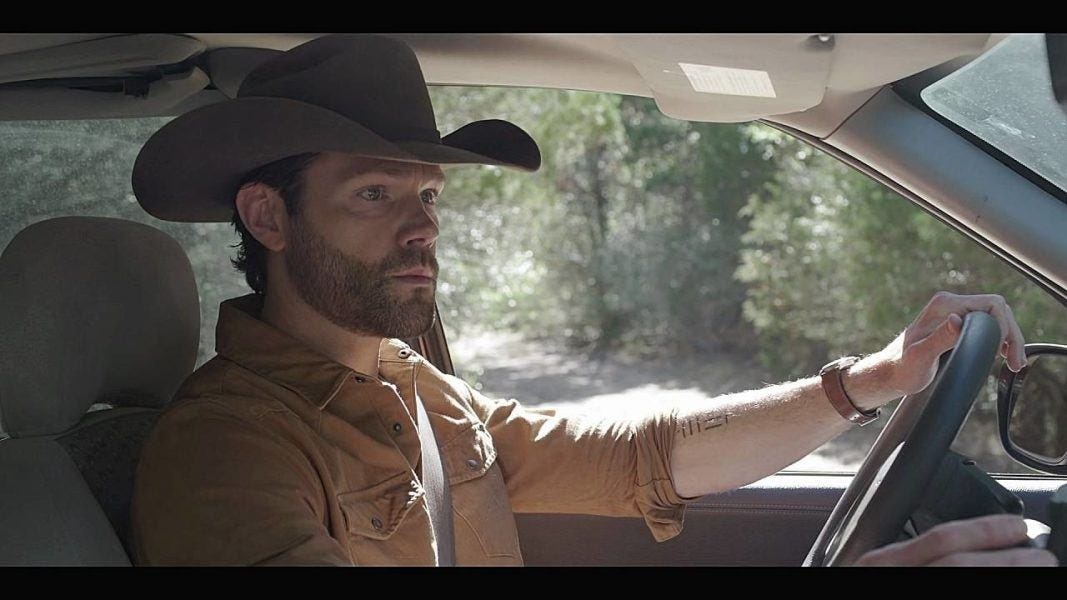 Jared Padalecki in stetson hat on Walker 3.13 set. Jared Padalecki in stetson hat on Walker 3.13 set.