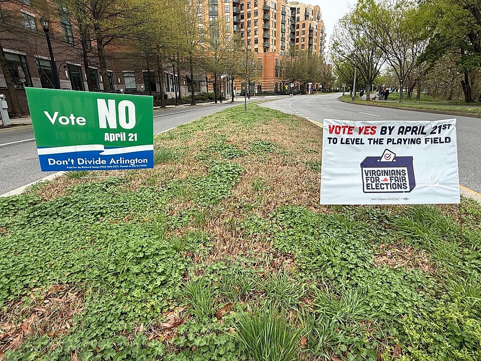 File:2026 Virginia redistricting amendment signs advocating for and against (more close of a picture).jpg File:2026 Virginia redistricting amendment signs advocating for and against (more close of a picture).jpg