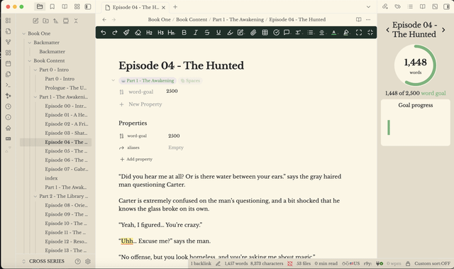r/ObsidianMD - I'm addicted. Obsidian is actually amazing for writing books :)