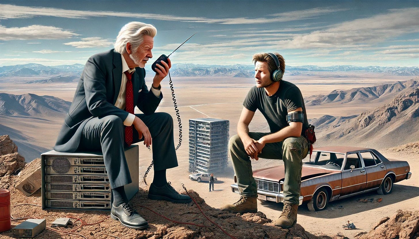 2 Men in a Desert on a Radio
