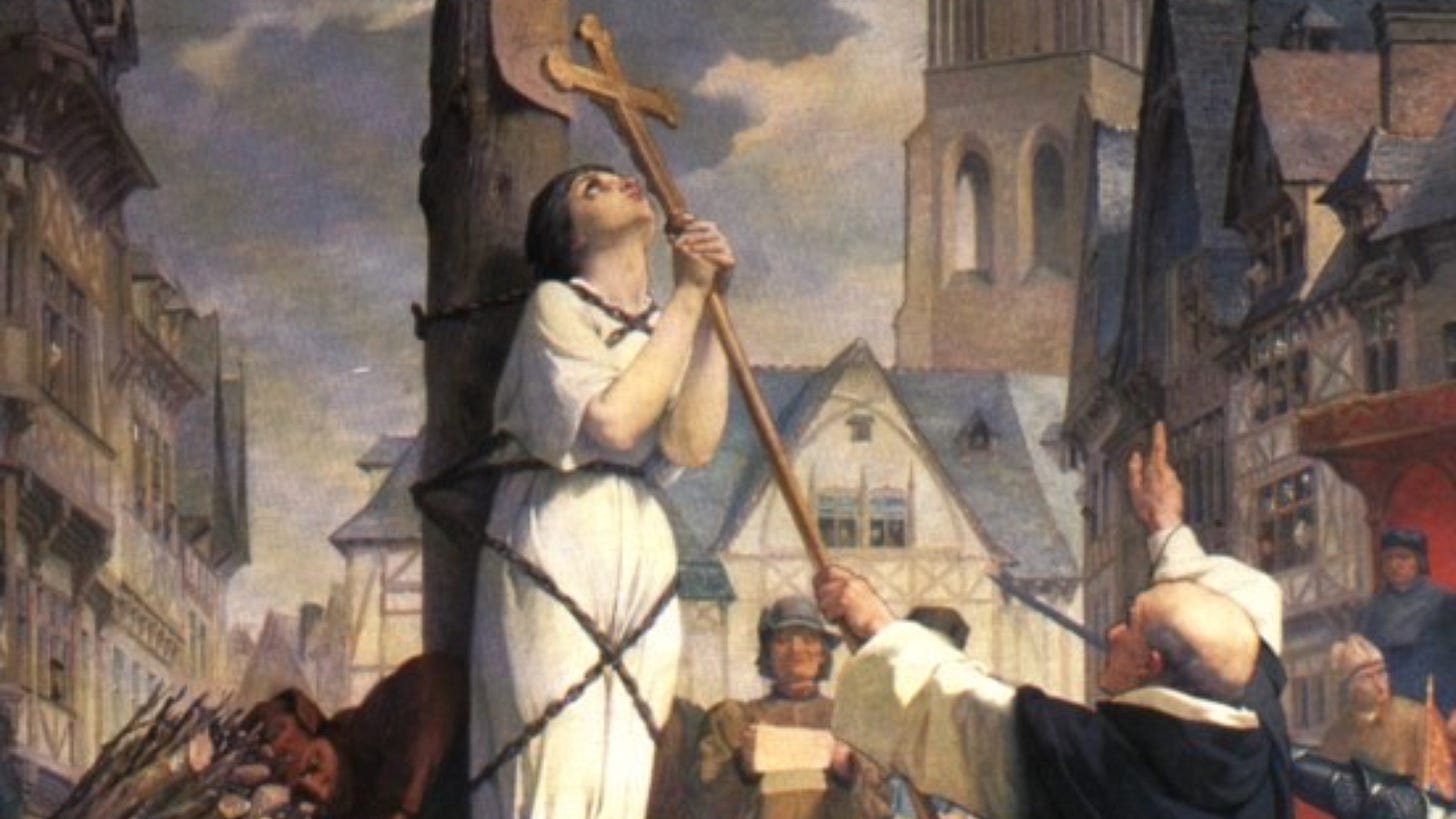 Joan of Arc burns at the stake