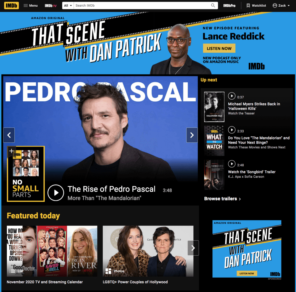 imdb home page screenshot