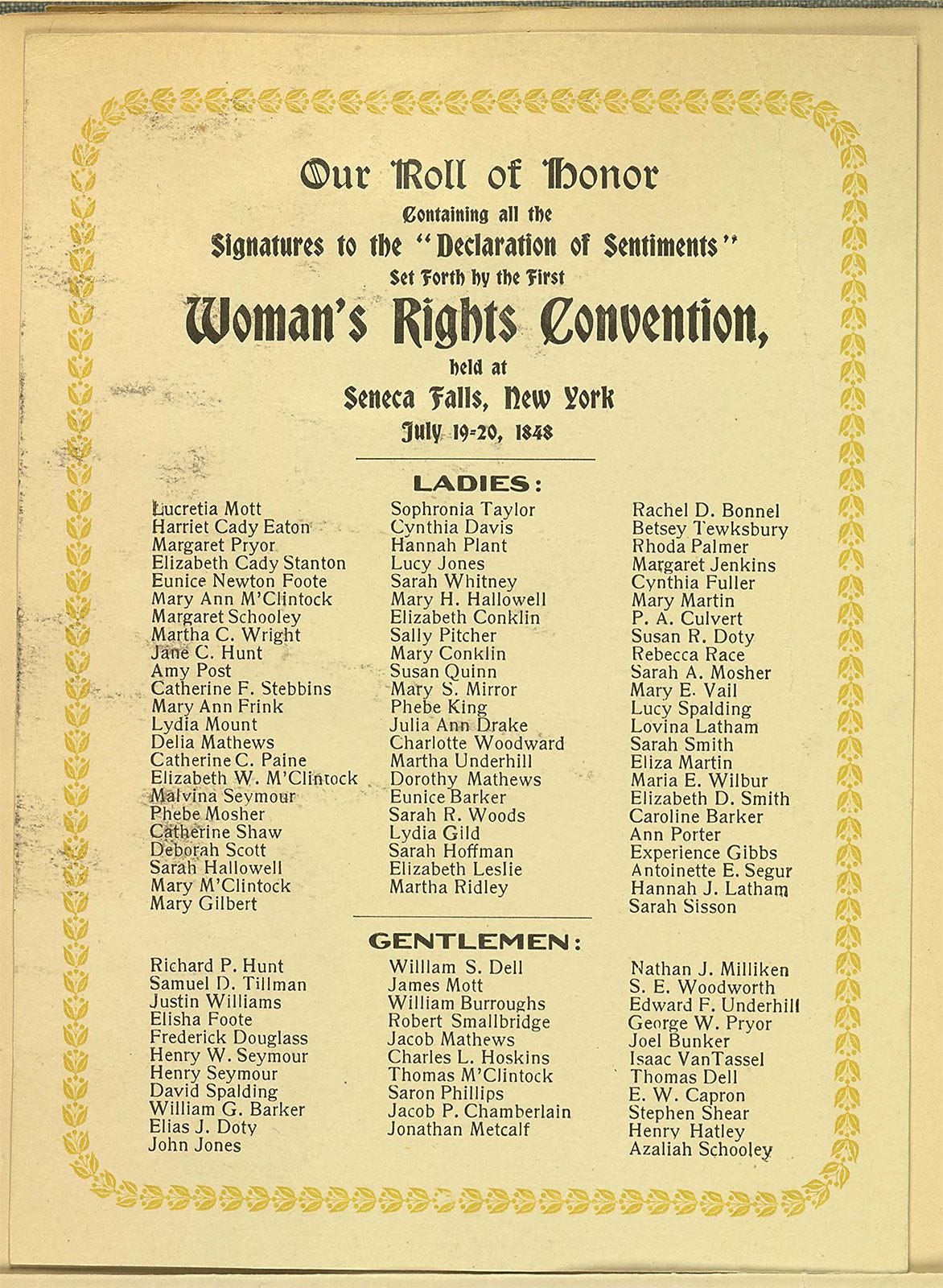 Seneca Falls Convention | Importance, Summary, Attendance, Declaration of  Sentiments, & Leaders | Britannica
