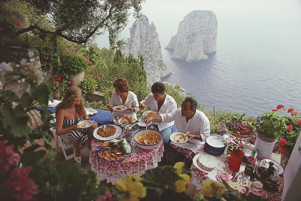 Dining Al Fresco On Capri Art Print by Slim Aarons - Fine Art America