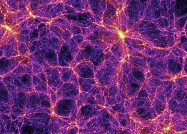 Simulation of galaxy distribution compares to observed plasma filamentation