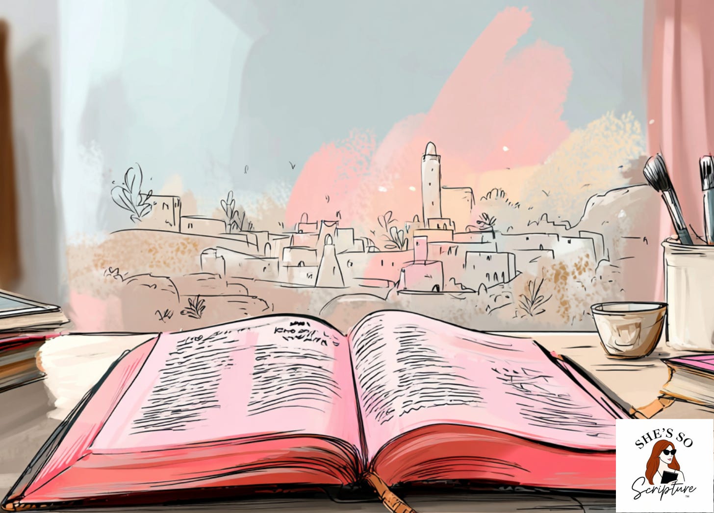 Open Bible to Revelation 17–18 with study notes, representing a Messianic Jewish study of Babylon, judgment, and divine justice.