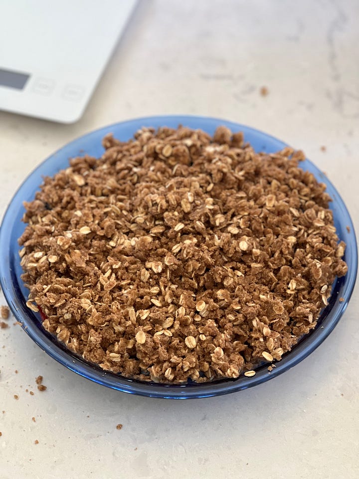 Blueberries and strawberries with a crumble top