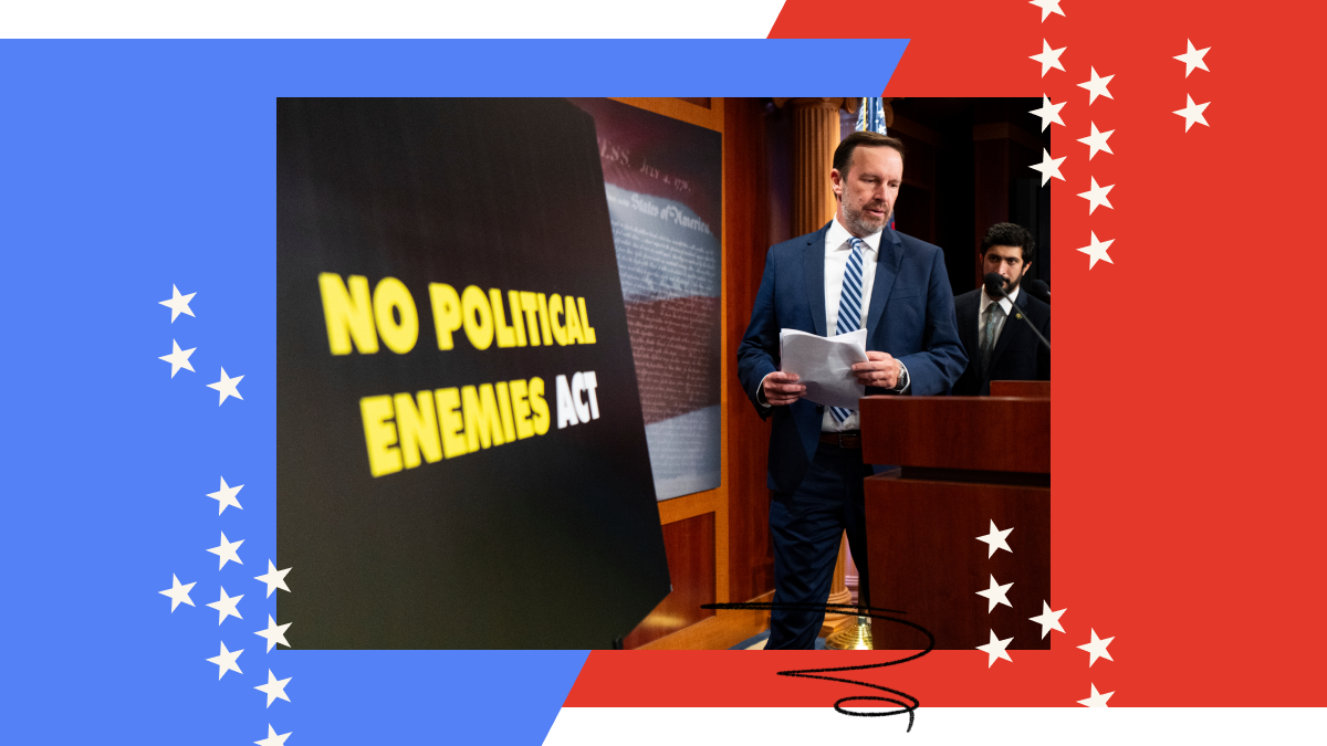 Sen. Chris Murphy, D-Conn., followed by Rep. Greg Casar, D-Texas, arrives for his news conference on the No Political Enemies Act free speech bill in the U.S. Capitol. (Bill Clark/CQ Roll Call via AP Images) Sen. Chris Murphy, D-Conn., followed by Rep. Greg Casar, D-Texas, arrives for his news conference on the No Political Enemies Act free speech bill in the U.S. Capitol. (Bill Clark/CQ Roll Call via AP Images)