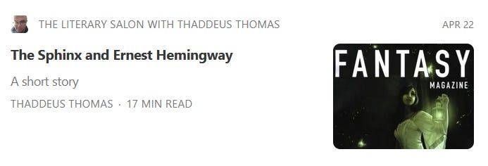 The Sphinx and Ernest Hemingway