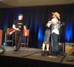 Kim and Rob and a smiling Jim