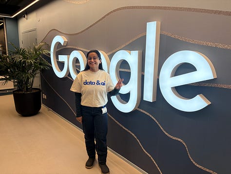Participants networking, listening to talks, and discussing agents and data engineering during a community night at Google.