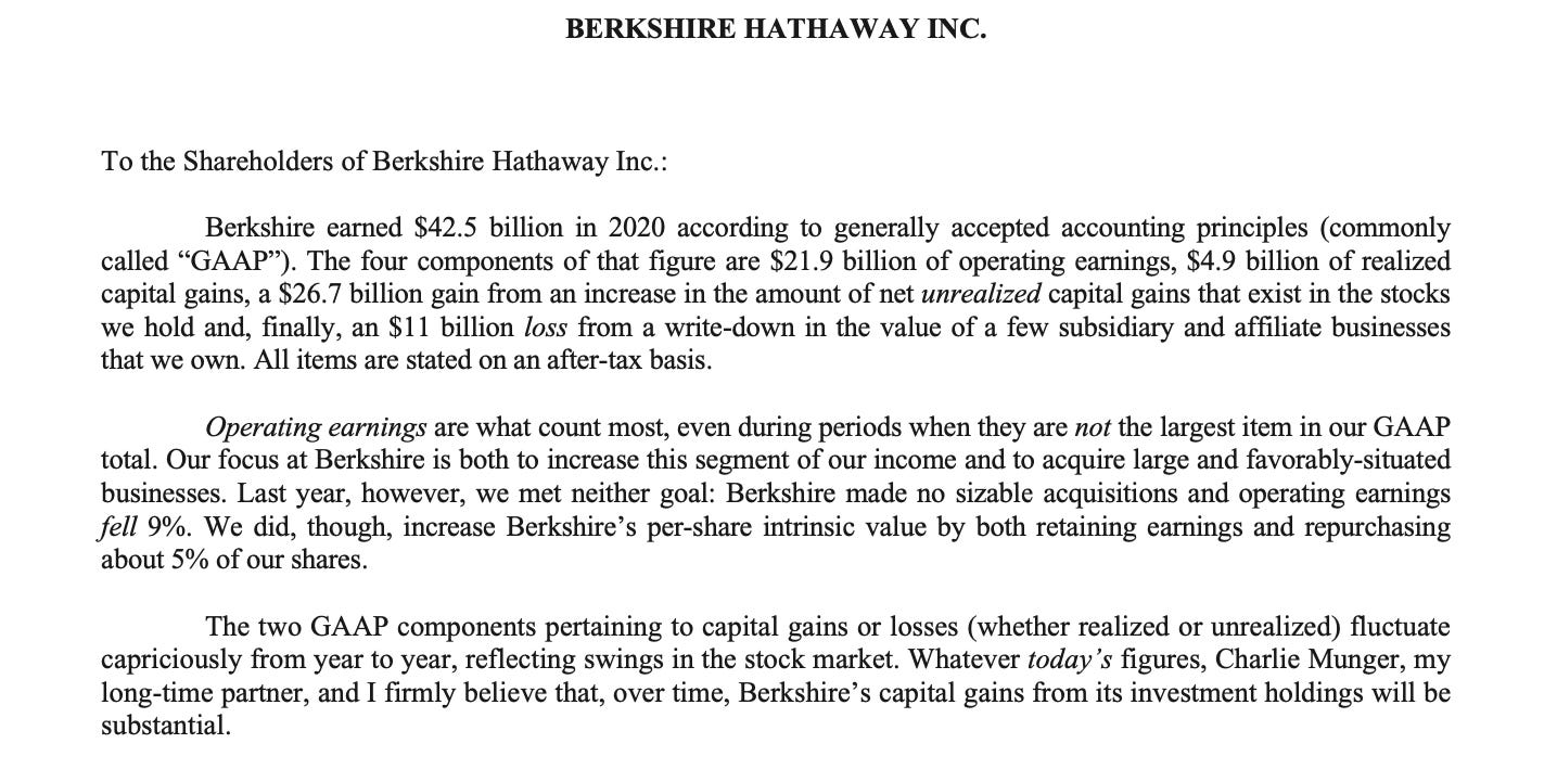 Warren Buffett letter to shareholders 2020 opening