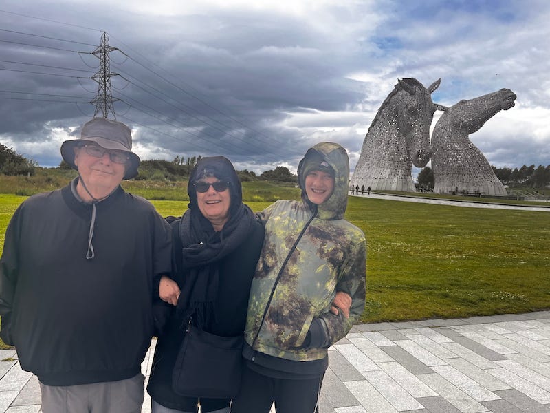 2025-6-24 Proof we visited the Kelpies, photo by Becky Peek