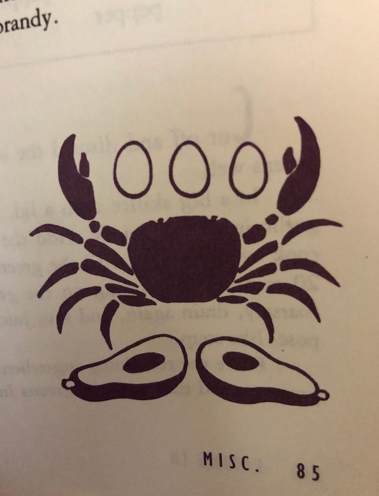 Illustration for crab and avocado omelet.