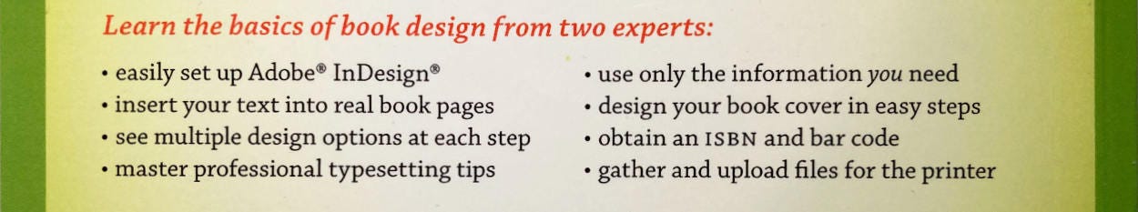 List of benefits on the back cover.