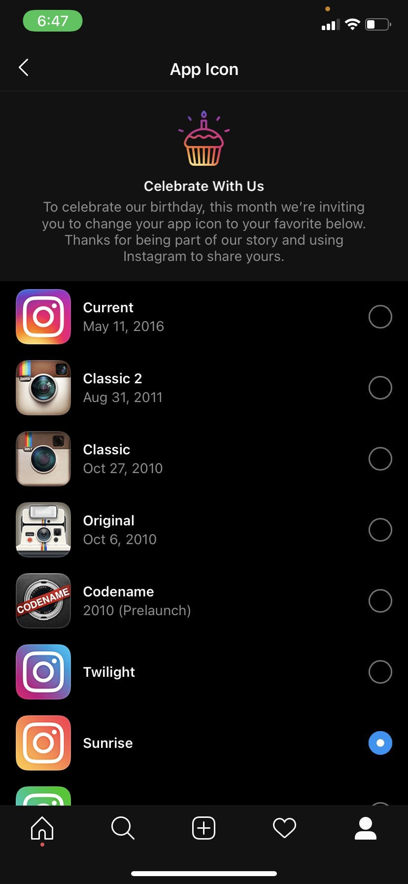 r/iOSsetups - Don’t know if it’s a one day thing but Instagram lets you change the icon