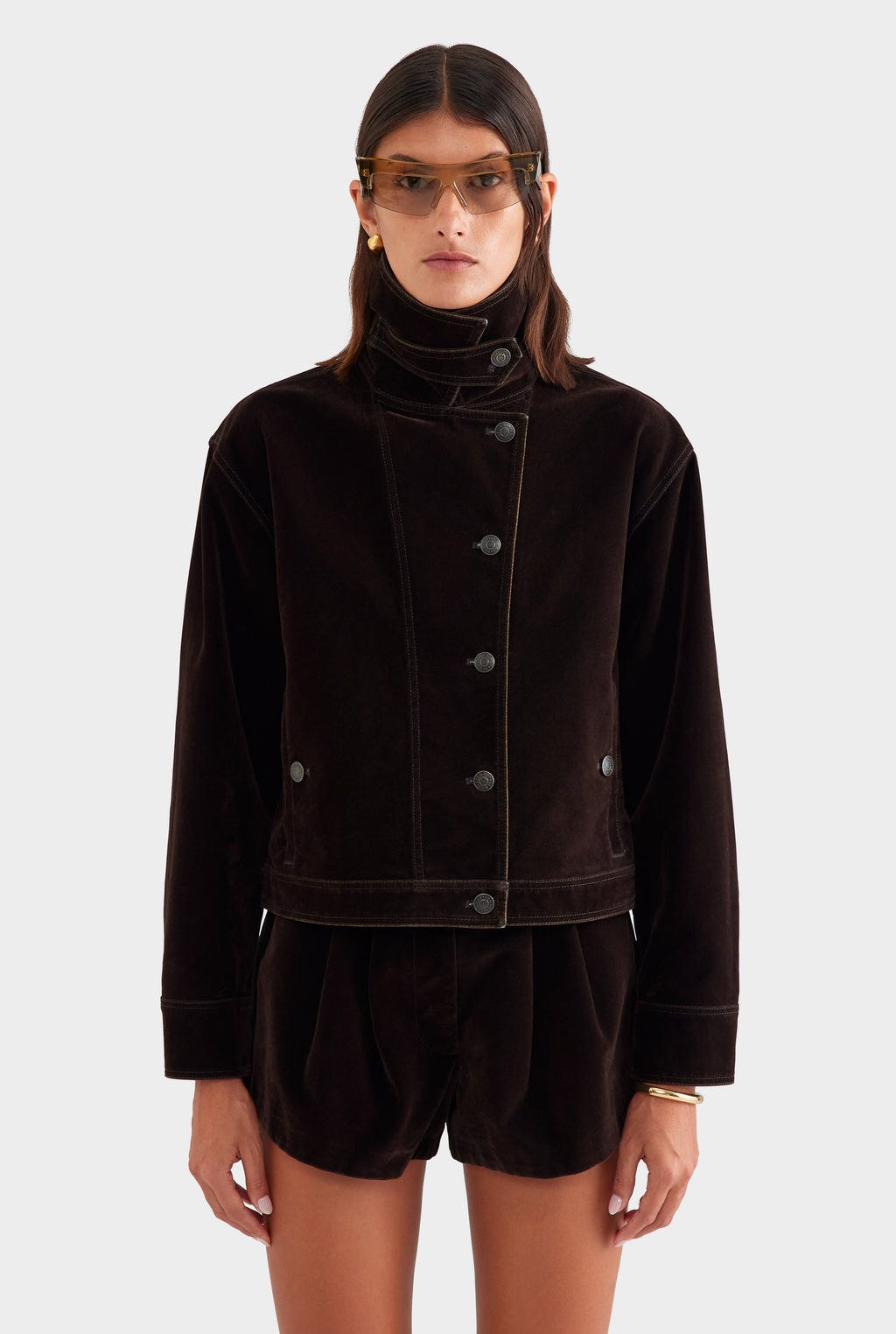 Flocked Cotton Jacket - Dark Chocolate