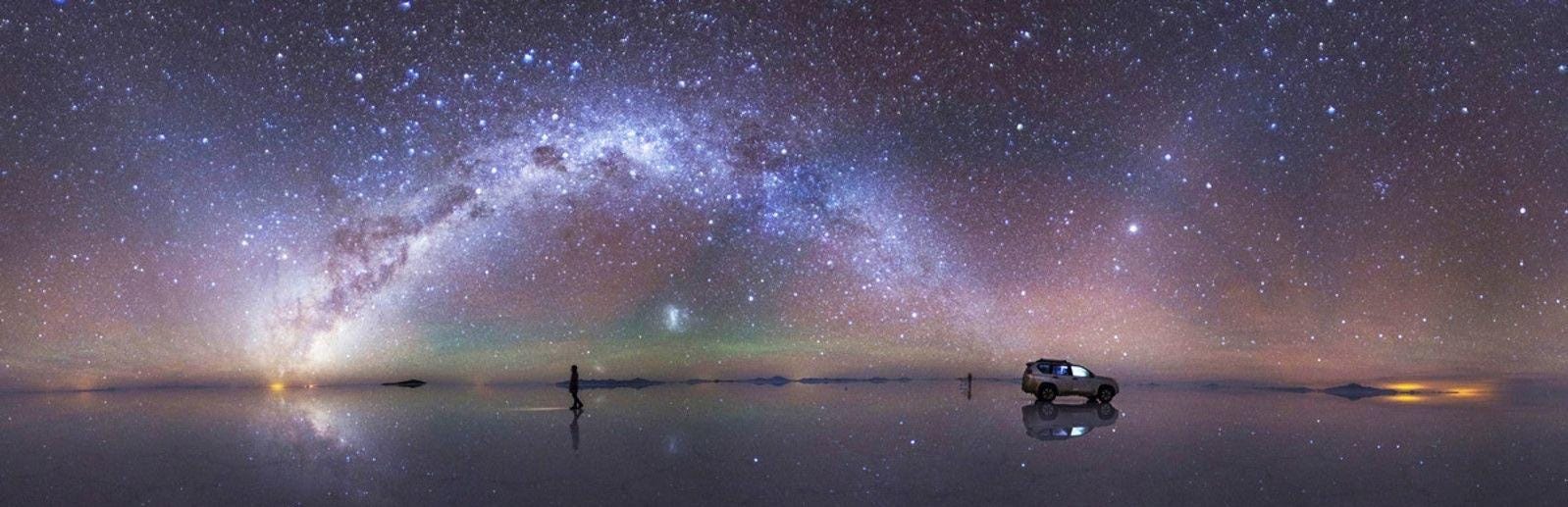 Astrophotography in Bolivia, Salar De Uyuni the worlds largest salt flat creating a beautiful mirror effect on the Milky Way. (640x312) : r/spaceporn Astrophotography in Bolivia, Salar De Uyuni the worlds largest salt flat creating a beautiful mirror effect on the Milky Way. (640x312) : r/spaceporn