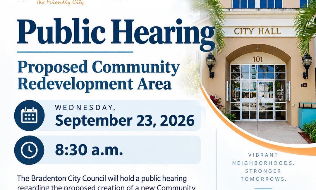 Bradenton City Council to Hold Public Hearing on Proposed Community Redevelopment Area