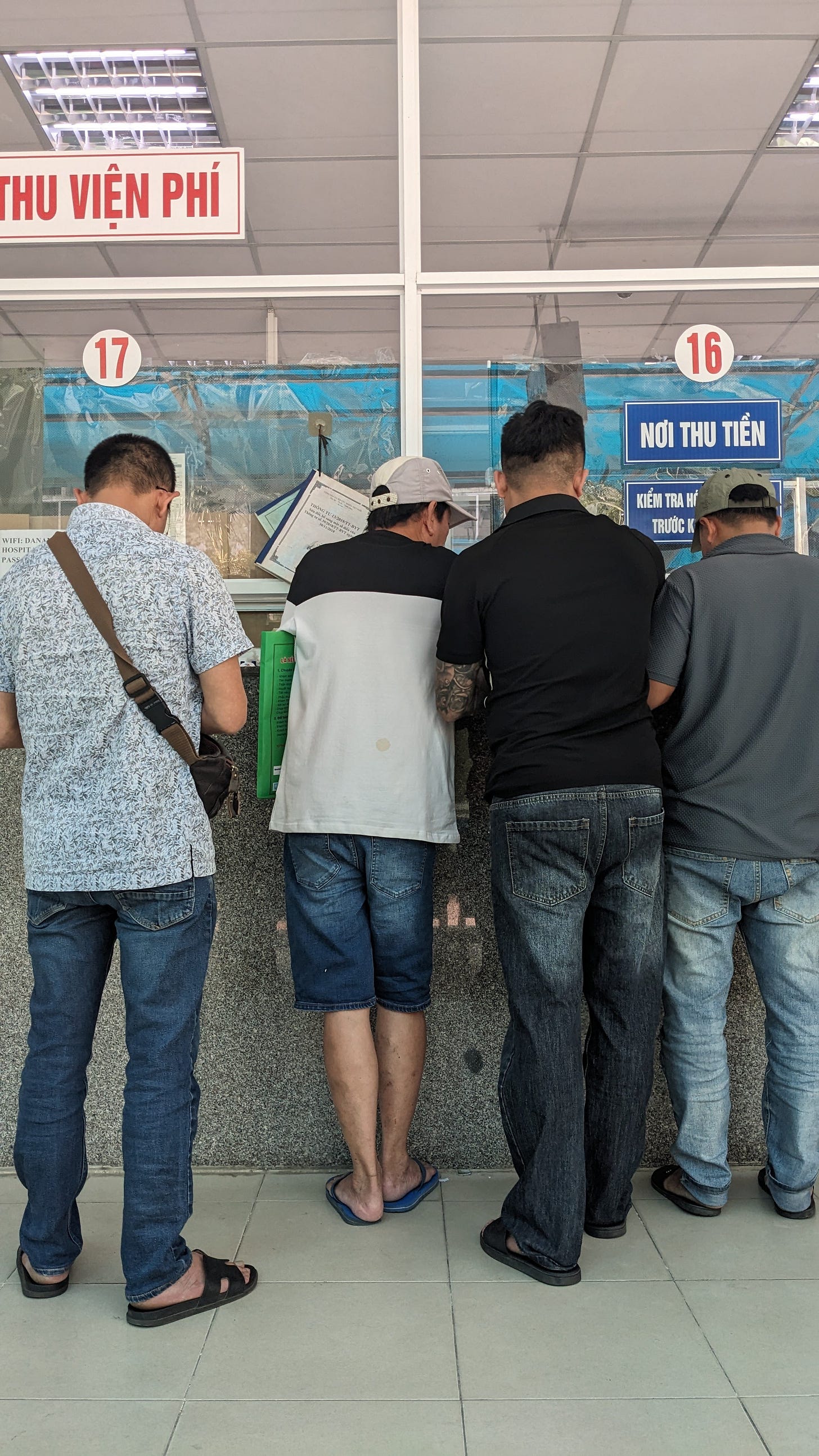 people checking out at the hospital