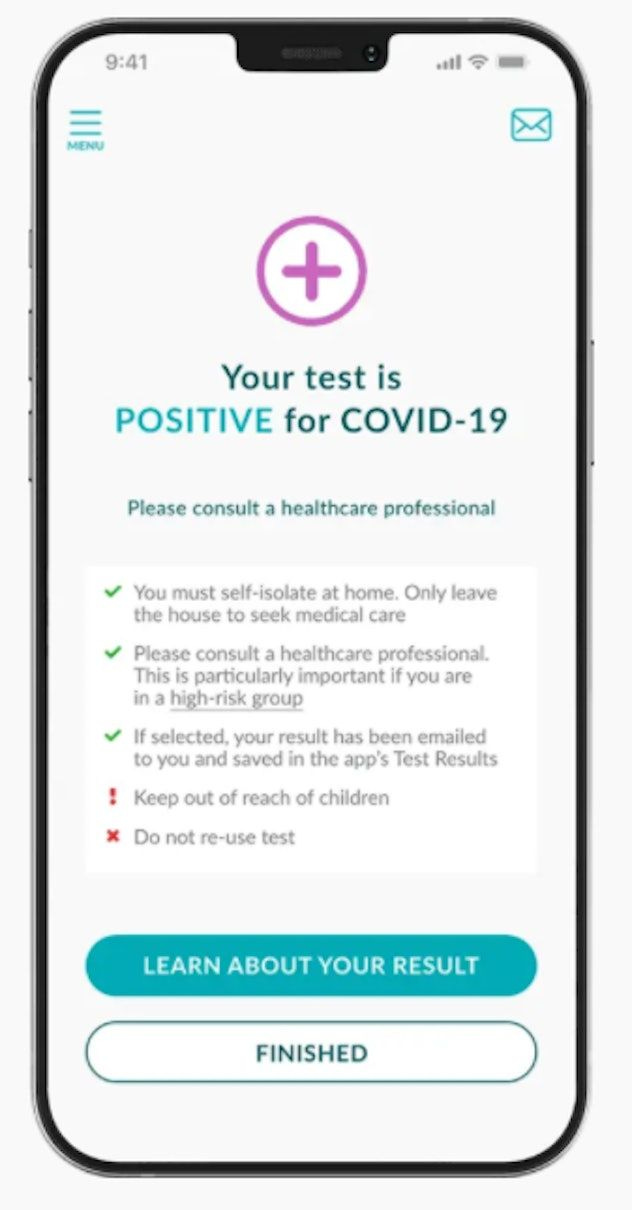 Positive at-home covid test photo for Ellume test Positive at-home covid test photo for Ellume test