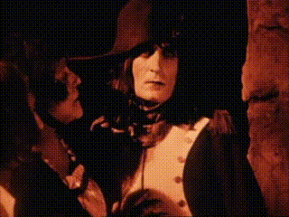 Animated gif depicting a scene between Napoleon and his mother. She asks him, "what are you going to do?" His reply: "I'm going to take action, mother!"